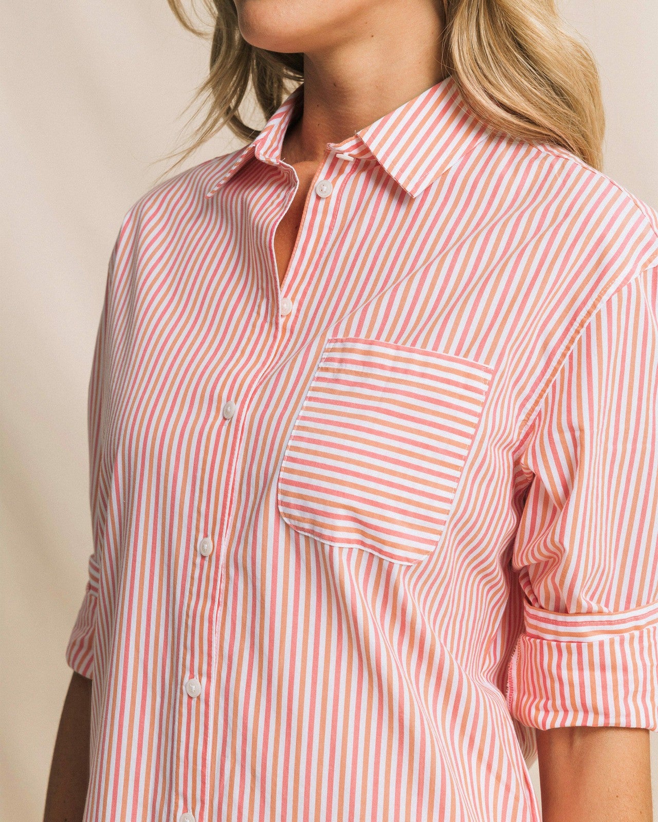 Cam Stripe Poplin Dress - Peaches N' Cream Southern Tide Bargain
