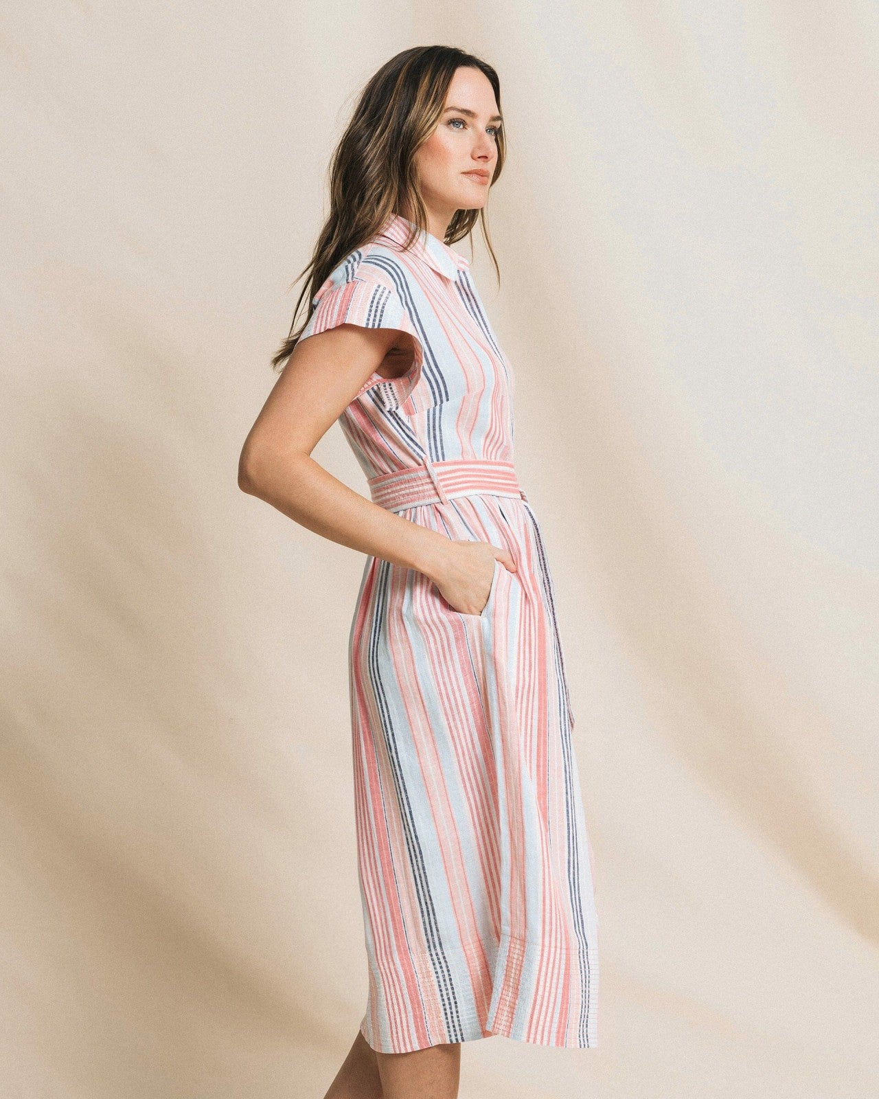 Tinley Striped Belted Midi Shirtdress Southern Tide Savings