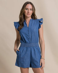 Evalyn Flutter Sleeve Smocked Romper Southern Tide Exclusive Deal