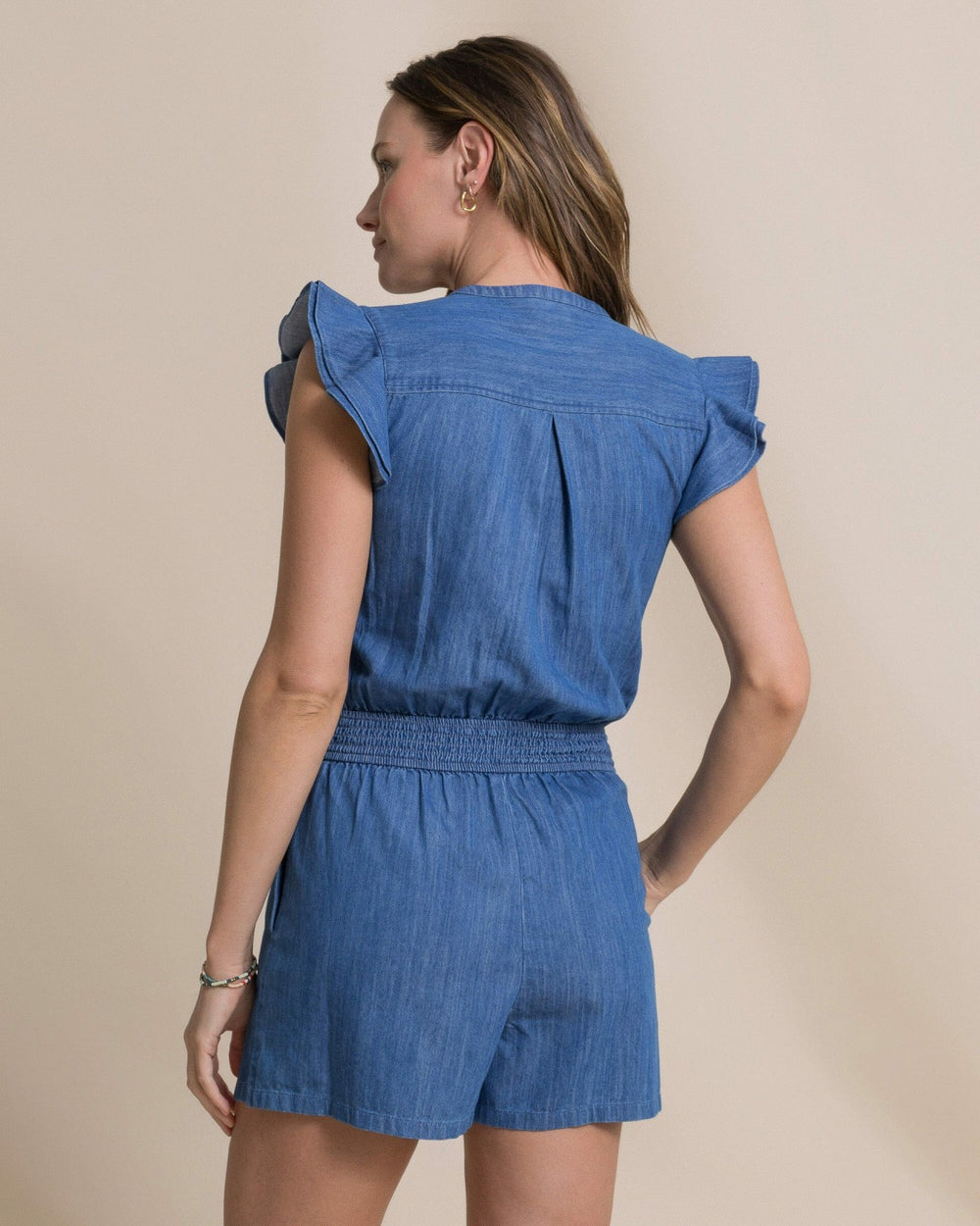 Evalyn Flutter Sleeve Smocked Romper Southern Tide Exclusive Deal