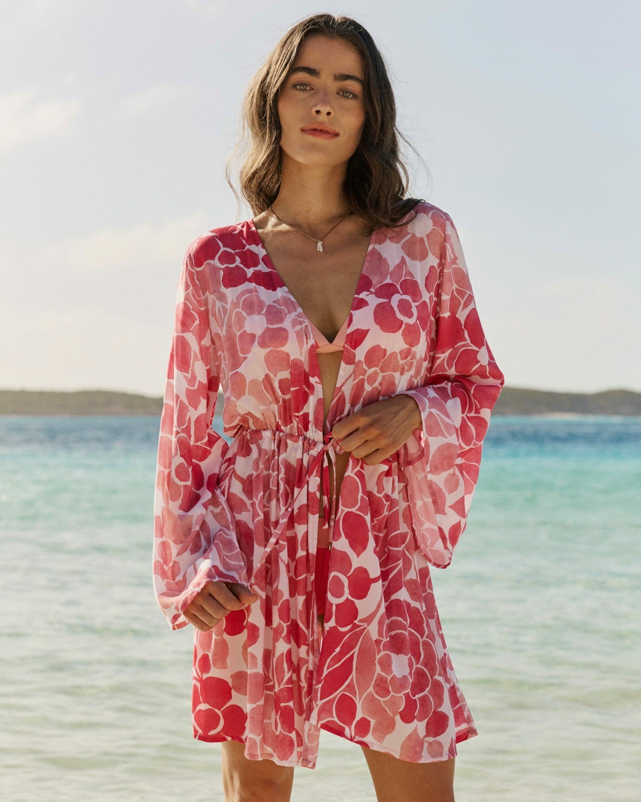 Floral Bell Sleeve Short Tunic Cover-Up Southern Tide On Sale