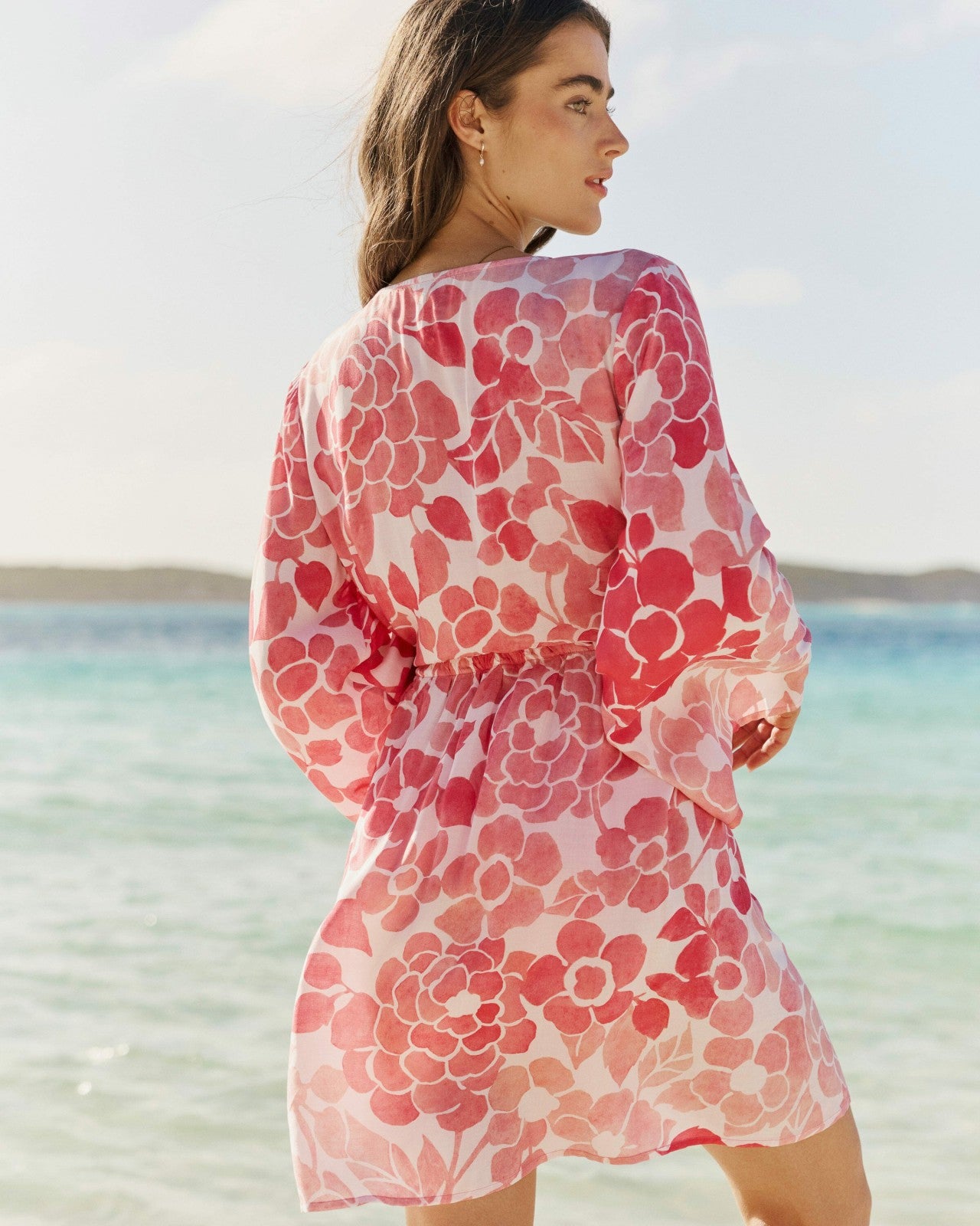 Floral Bell Sleeve Short Tunic Cover-Up Southern Tide On Sale