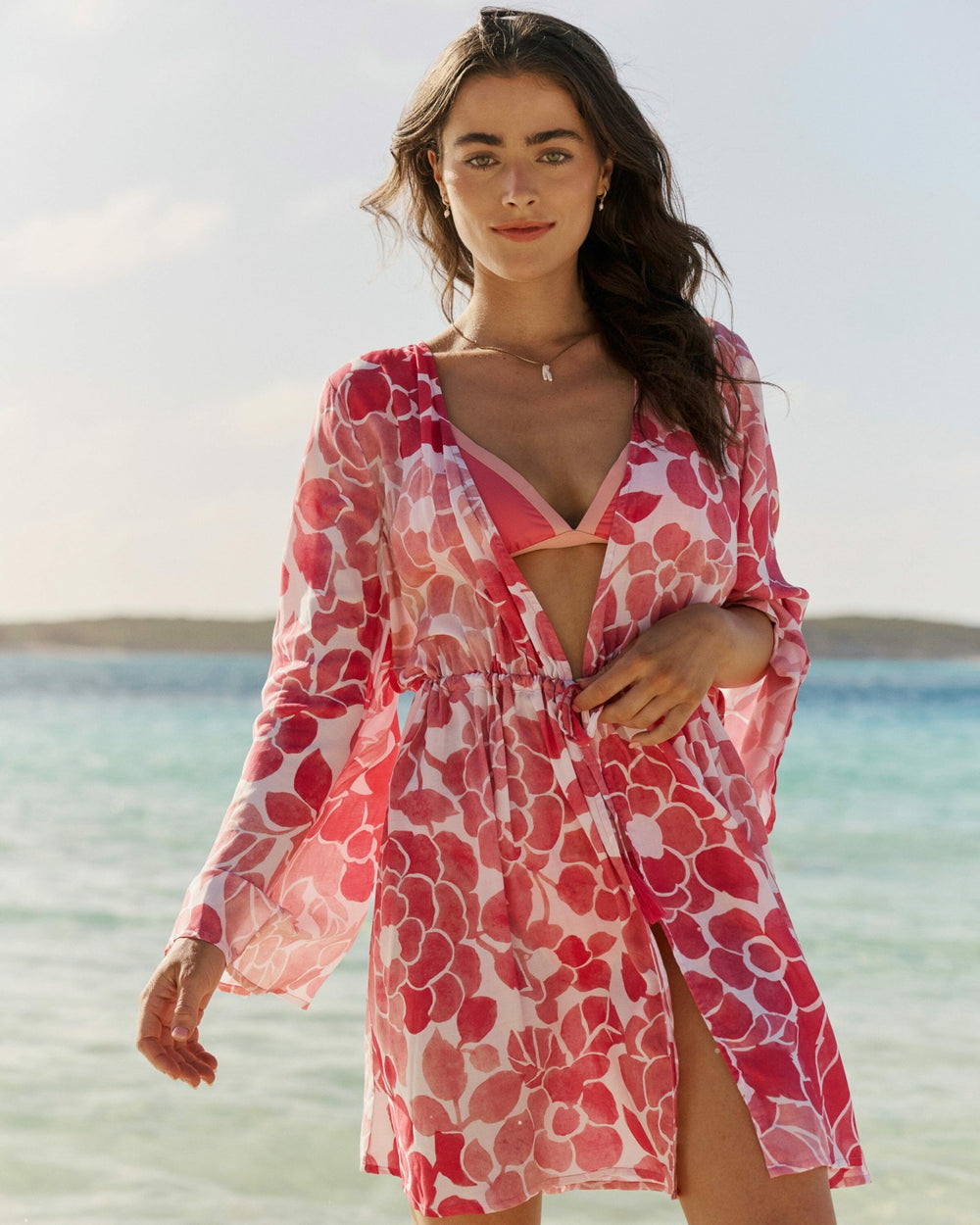 Floral Bell Sleeve Short Tunic Cover-Up Southern Tide On Sale