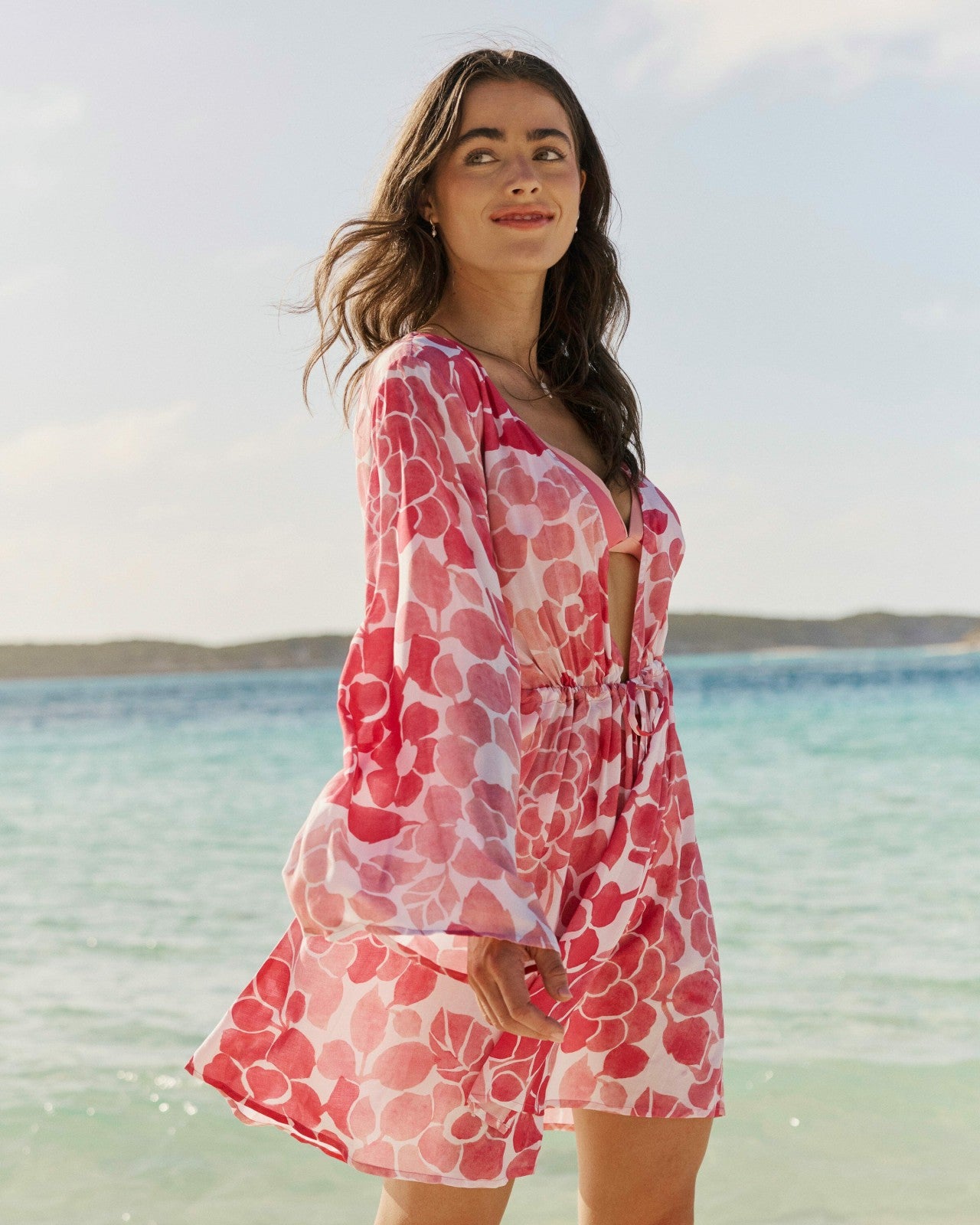 Floral Bell Sleeve Short Tunic Cover-Up Southern Tide On Sale