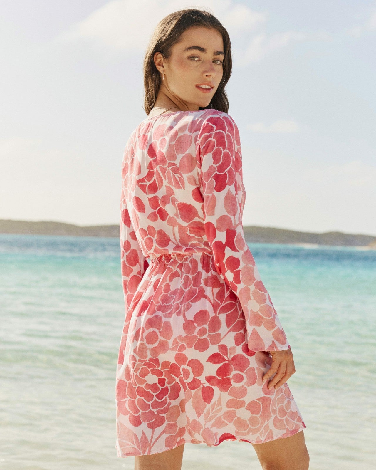 Floral Bell Sleeve Short Tunic Cover-Up Southern Tide On Sale