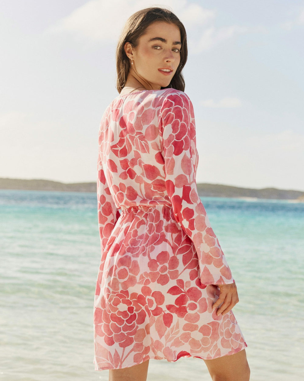 Floral Bell Sleeve Short Tunic Cover-Up Southern Tide On Sale