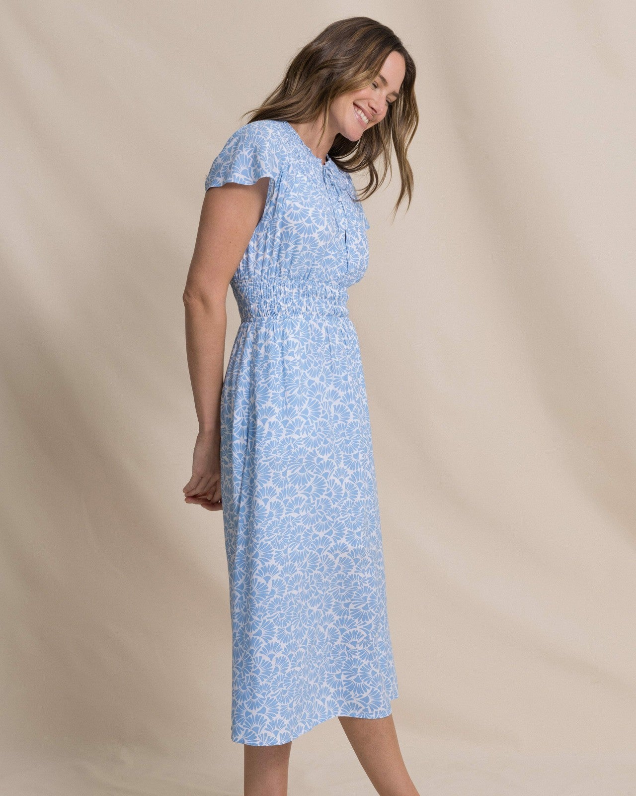 Clementine Flutter Sleeve Midi Dress Southern Tide Value Deal