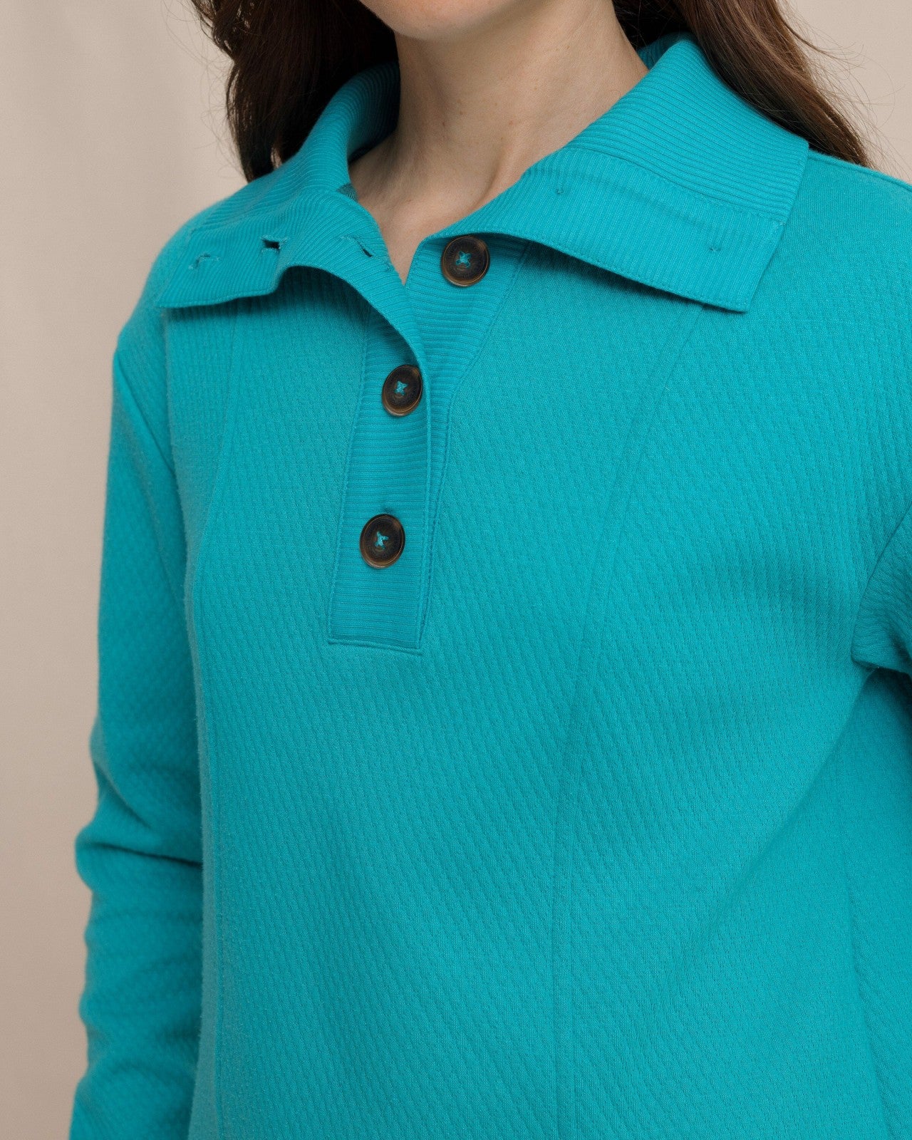 Tonya Button Mock Pullover - Teal Southern Tide Bargain