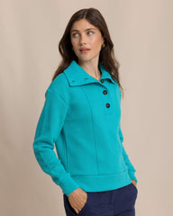 Tonya Button Mock Pullover - Teal Southern Tide Bargain