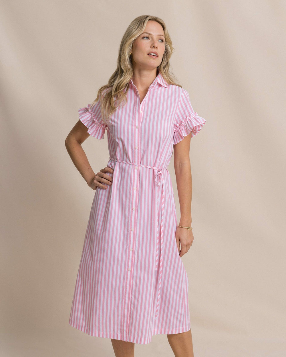 Tyra Striped Ruffle Sleeve Midi Dress Southern Tide Exclusive Deal