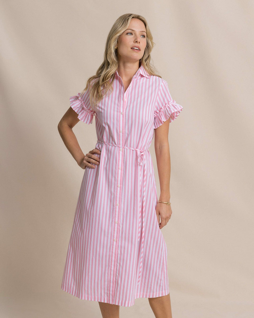 Tyra Striped Ruffle Sleeve Midi Dress Southern Tide Exclusive Deal