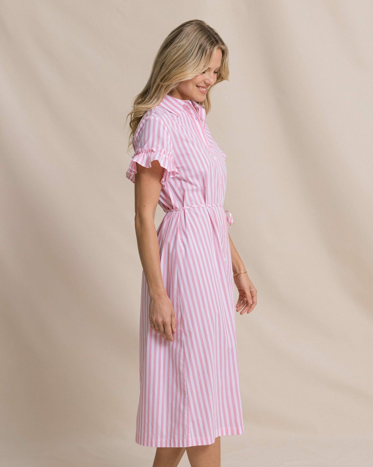 Tyra Striped Ruffle Sleeve Midi Dress Southern Tide Exclusive Deal
