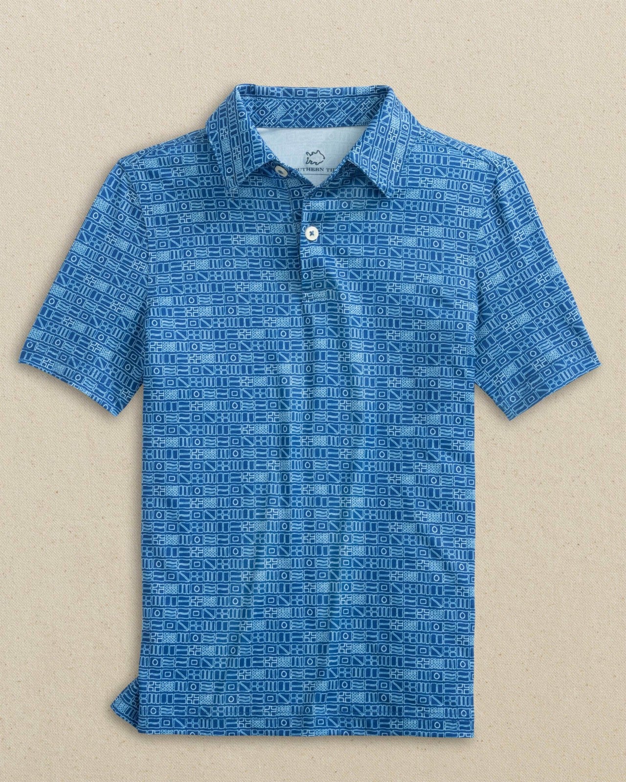Boys Driver Nautical Flags Printed Performance Polo Southern Tide Savings