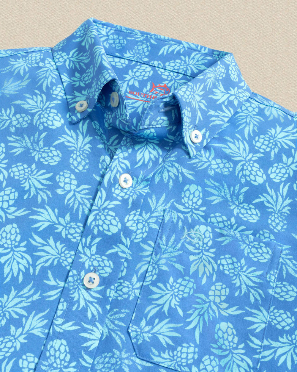Boys Pineapple Parade Short Sleeve Sport Shirt Southern Tide On Sale