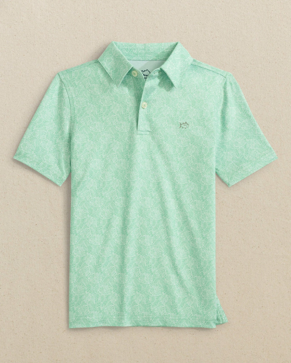 Boys Beach Palms Printed Performance Polo - Green Southern Tide Discounted