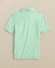 Boys Beach Palms Printed Performance Polo - Green Southern Tide Discounted