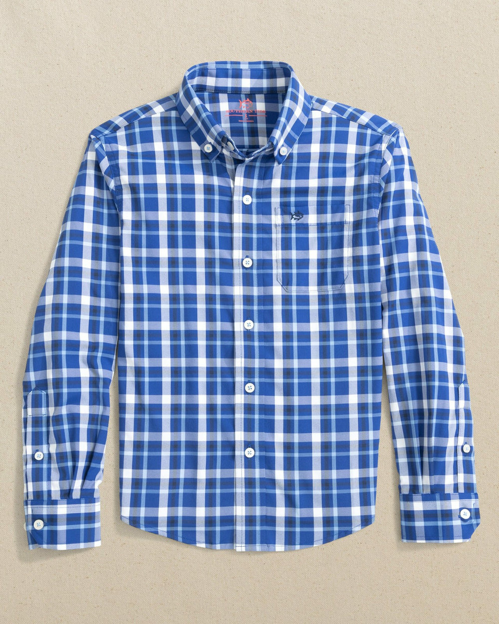 Boys River Ridge Plaid Long Sleeve Sport Shirt - Blue Southern Tide Bargain