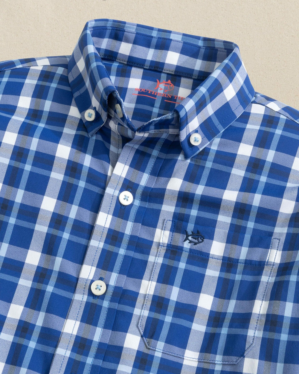 Boys River Ridge Plaid Long Sleeve Sport Shirt - Blue Southern Tide Bargain
