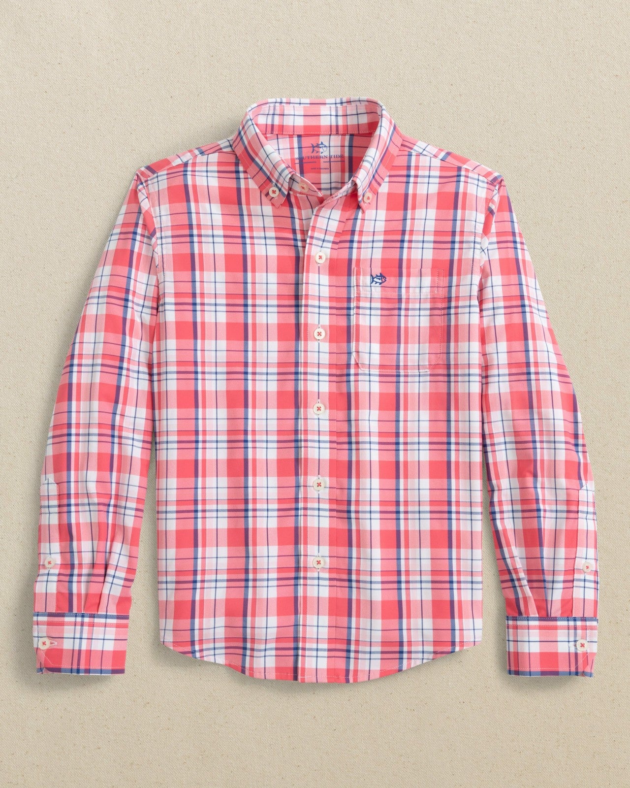 Boys Breakwater Plaid Long Sleeve Sport Shirt Southern Tide Exclusive Deal