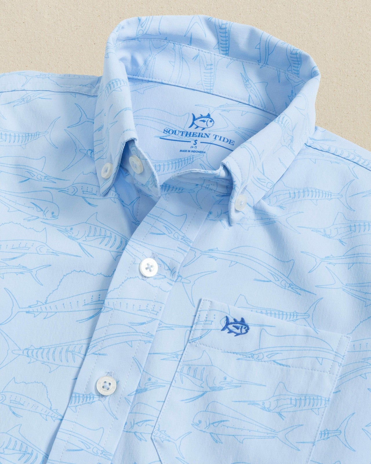 Boys Intercoastal Game Fish Short Sleeve Sport Shirt Southern Tide Value Deal