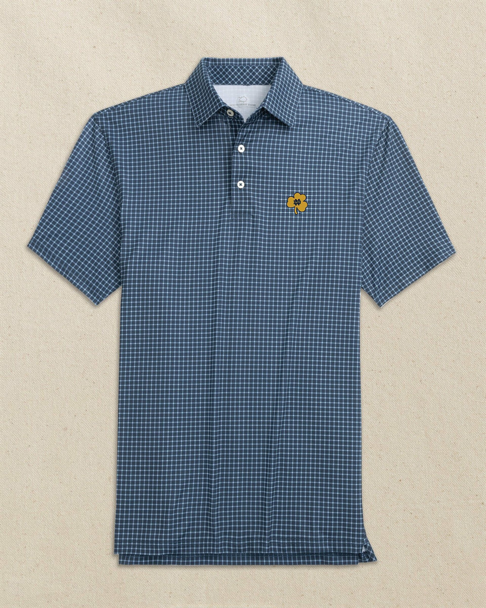 Notre Dame Shamrock Driver Dunes Edge Plaid Polo Southern Tide Outlets
