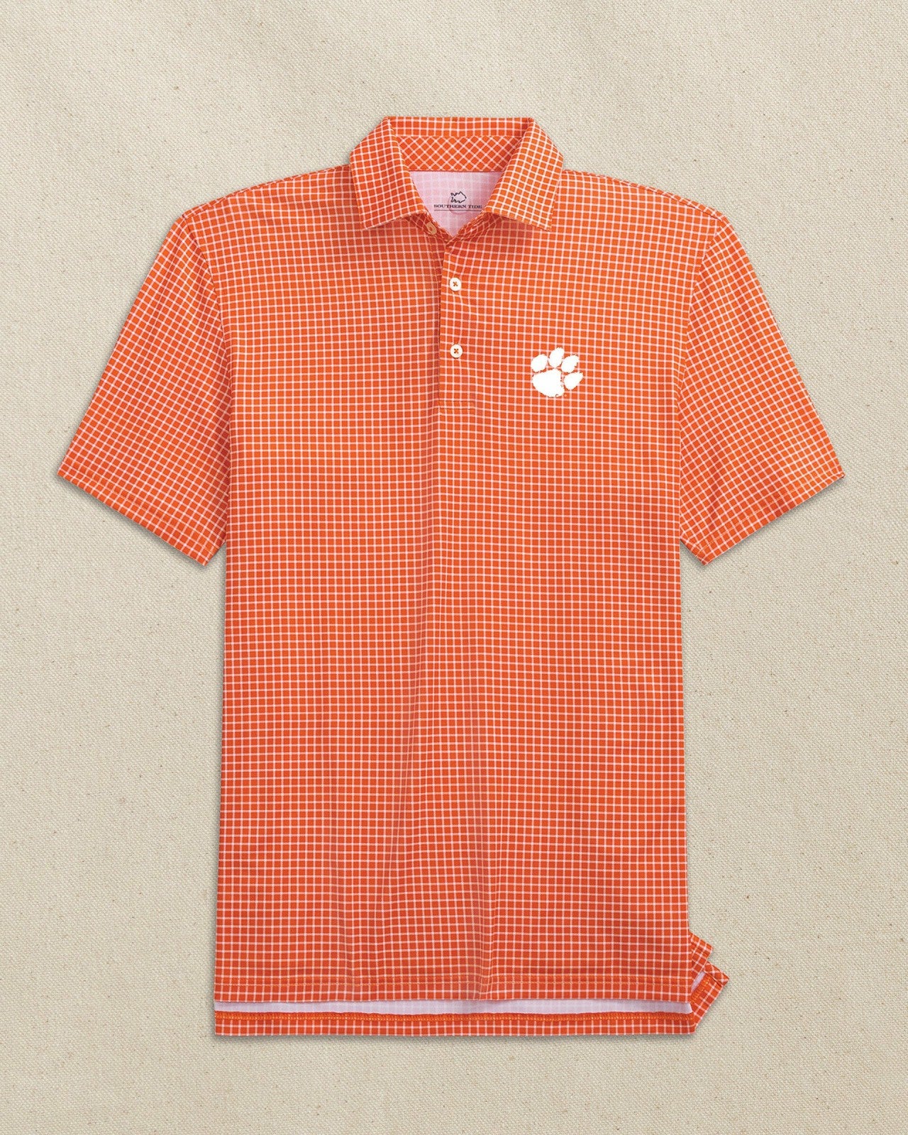 Clemson Tigers Driver Dunes Edge Plaid Polo Southern Tide Discount
