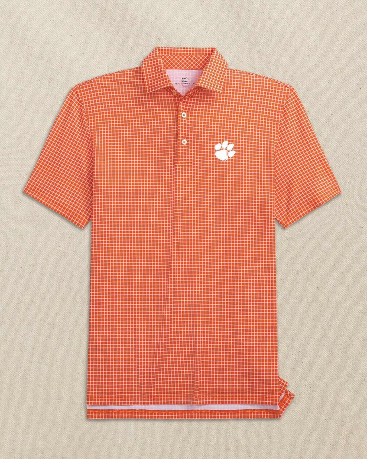 Clemson Tigers Driver Dunes Edge Plaid Polo Southern Tide Discount