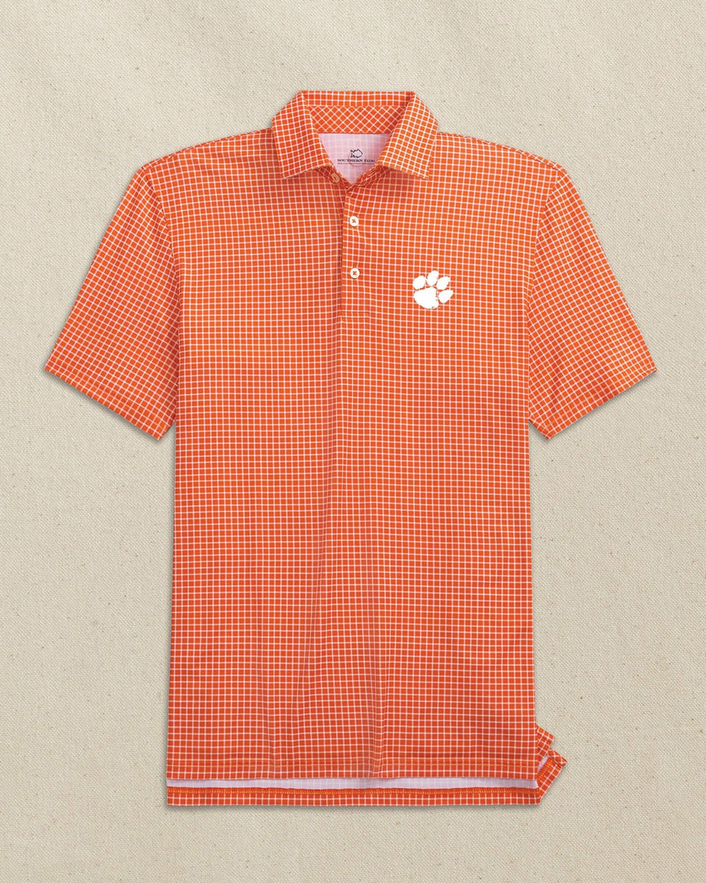 Clemson Tigers Driver Dunes Edge Plaid Polo Southern Tide Discount
