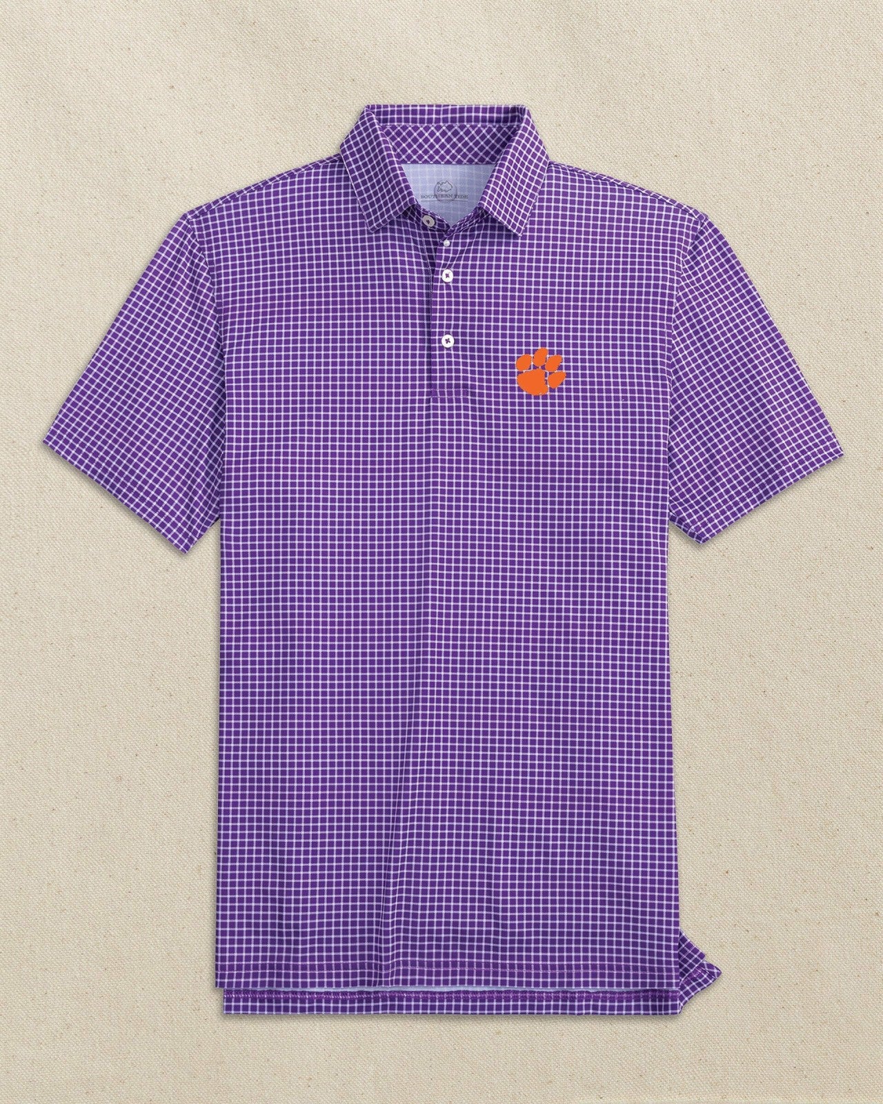 Clemson Tigers Driver Dunes Edge Plaid Polo Southern Tide Discount