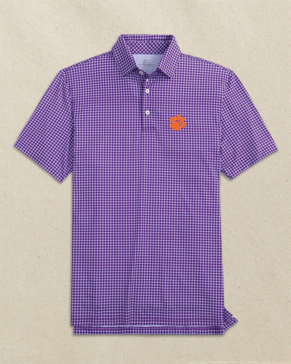 Clemson Tigers Driver Dunes Edge Plaid Polo Southern Tide Discount