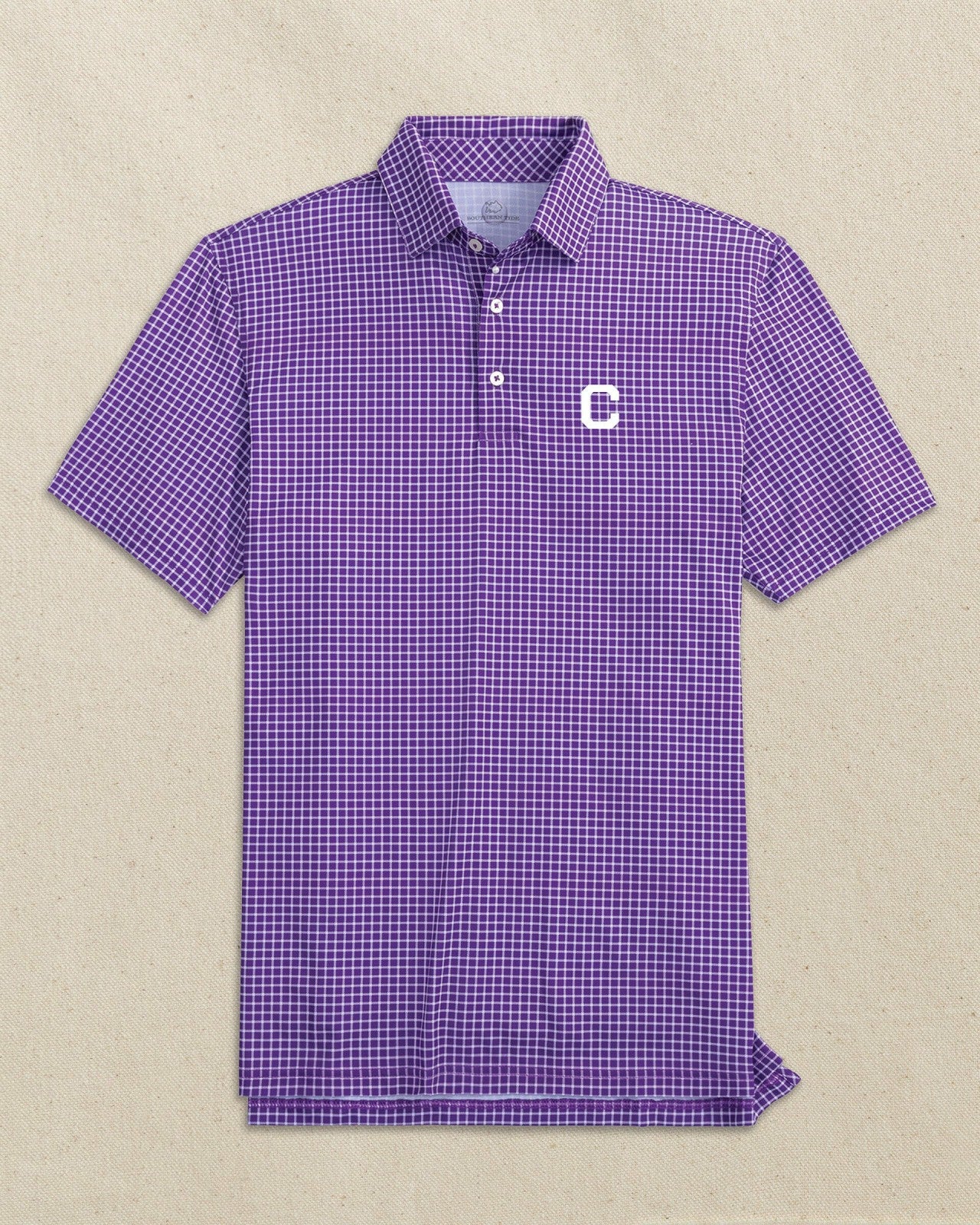 Clemson Tigers Block C Dunes Edge Plaid Polo Southern Tide Savings