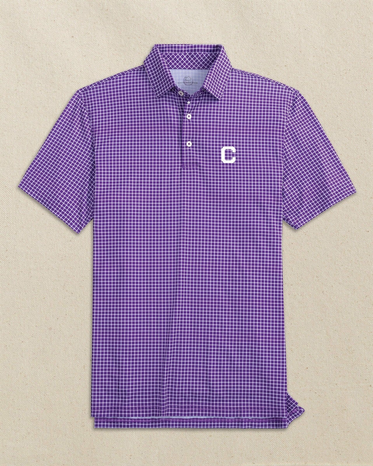 Clemson Tigers Block C Dunes Edge Plaid Polo Southern Tide Savings