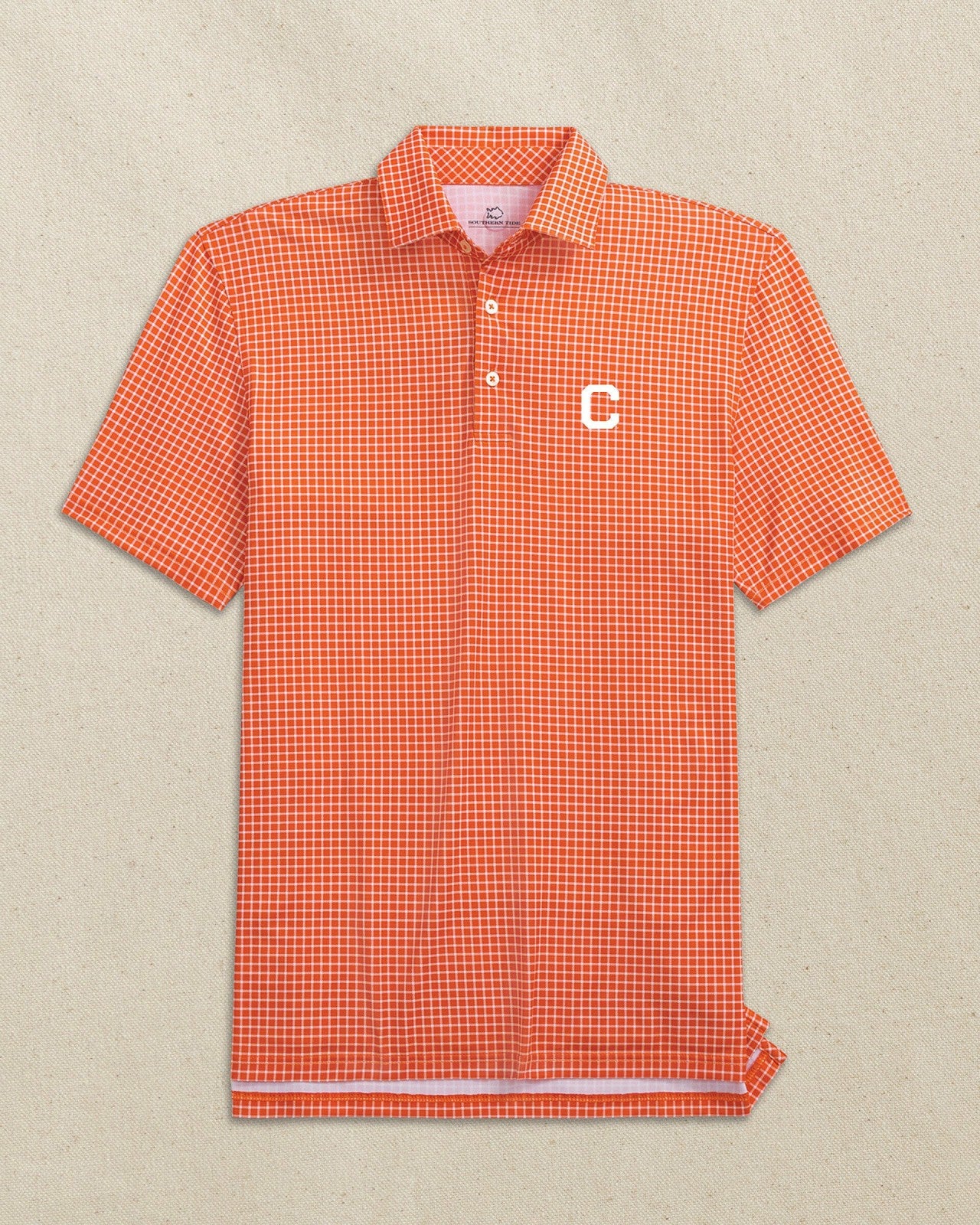 Clemson Tigers Block C Dunes Edge Plaid Polo Southern Tide Savings