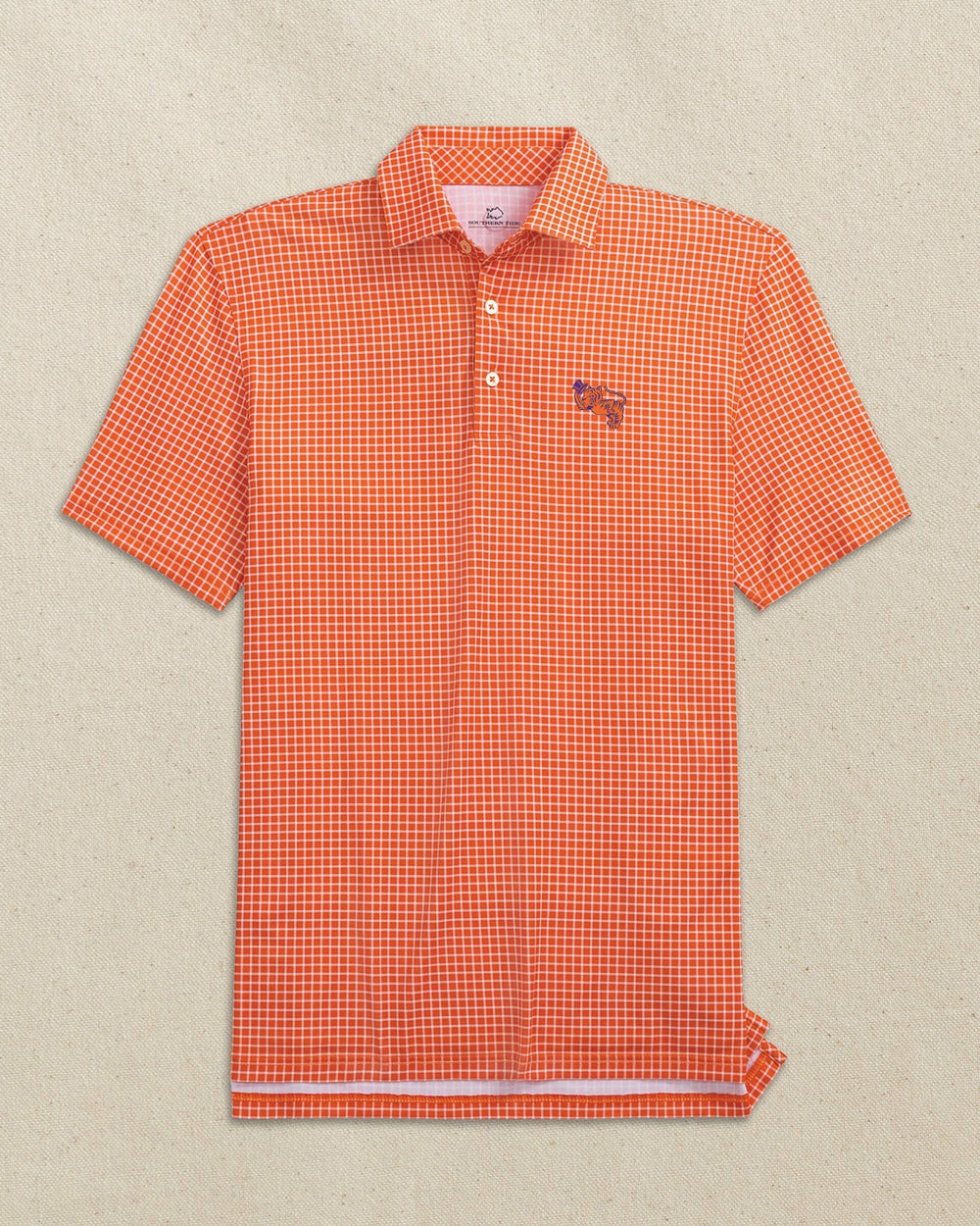Clemson Gentleman Tiger Dunes Edge Plaid Polo Southern Tide Outlets