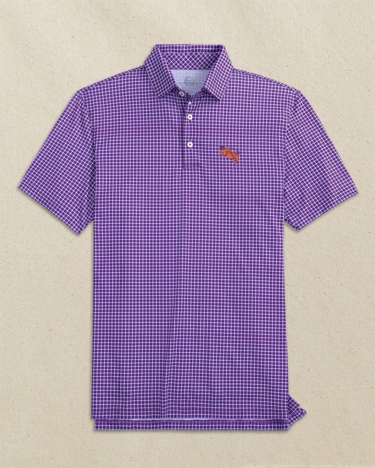 Clemson Gentleman Tiger Dunes Edge Plaid Polo Southern Tide Outlets