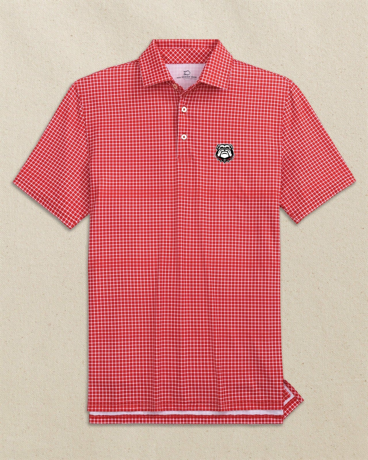 Georgia Bulldogs Head Dunes Edge Plaid Polo Southern Tide Sale