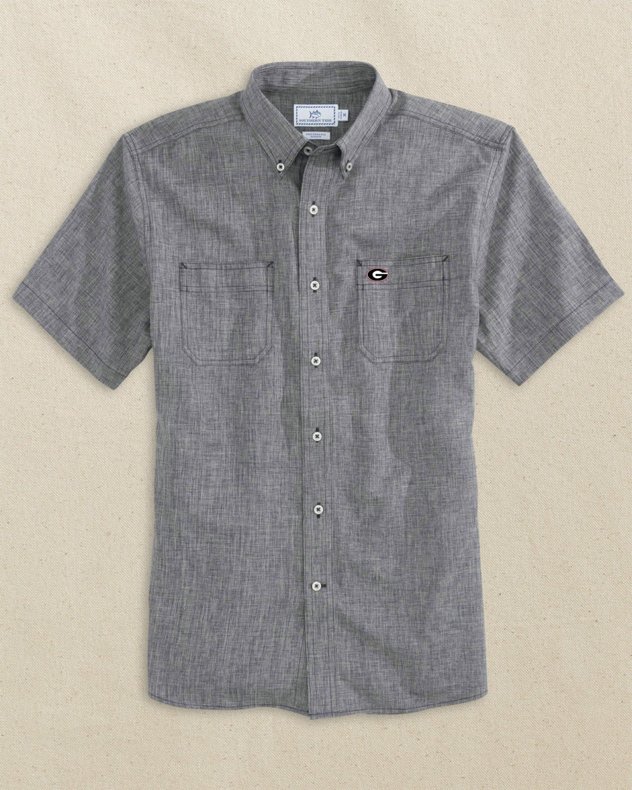 Georgia Bulldogs Oval G Short Sleeve Dock Shirt Southern Tide Special Offer