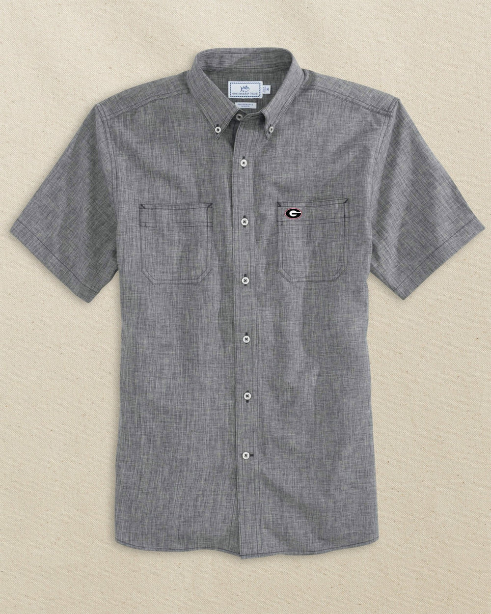 Georgia Bulldogs Oval G Short Sleeve Dock Shirt Southern Tide Special Offer