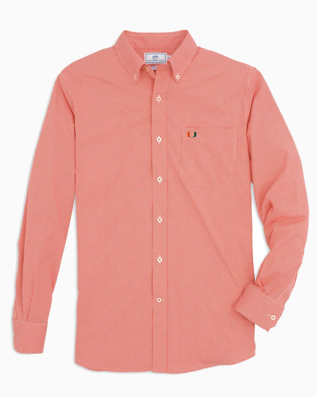 Miami Hurricanes Gingham Button Down Shirt Collegiate Southern Tide Special Offer