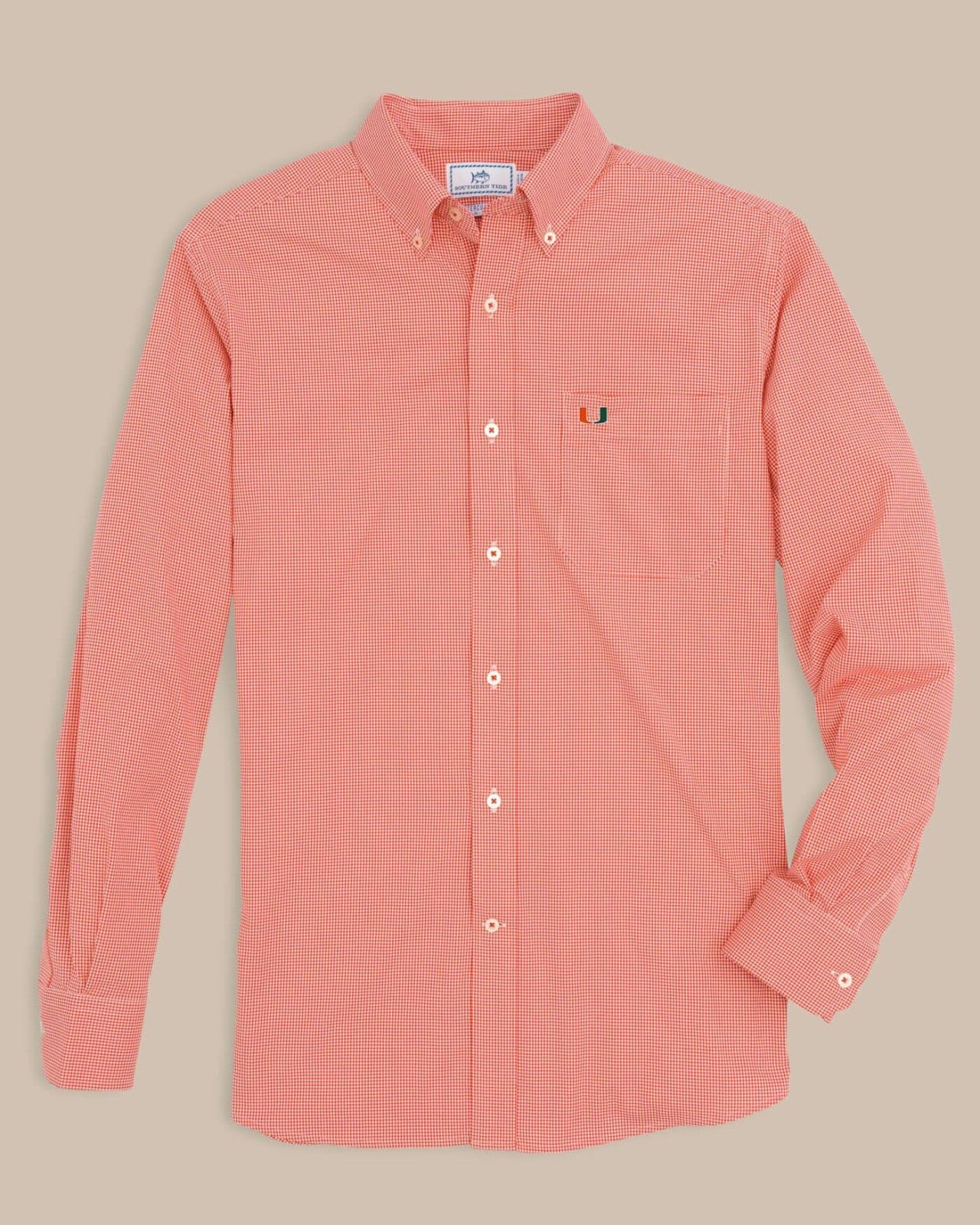 Miami Hurricanes Gingham Button Down Shirt Collegiate Southern Tide Special Offer
