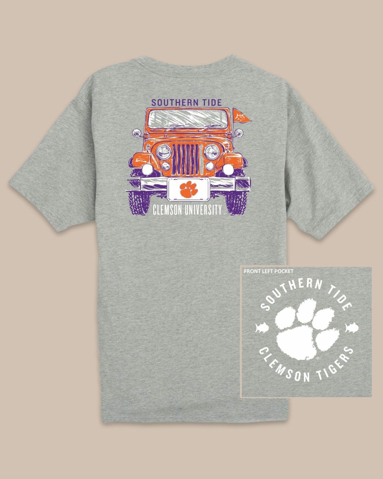Clemson Tigers Heather Front Plate T-Shirt Southern Tide Hot Deal