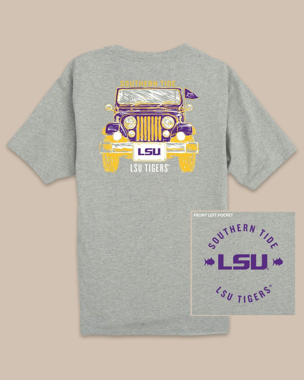 LSU Tigers Heather Front Plate T-Shirt Southern Tide Limited Offer
