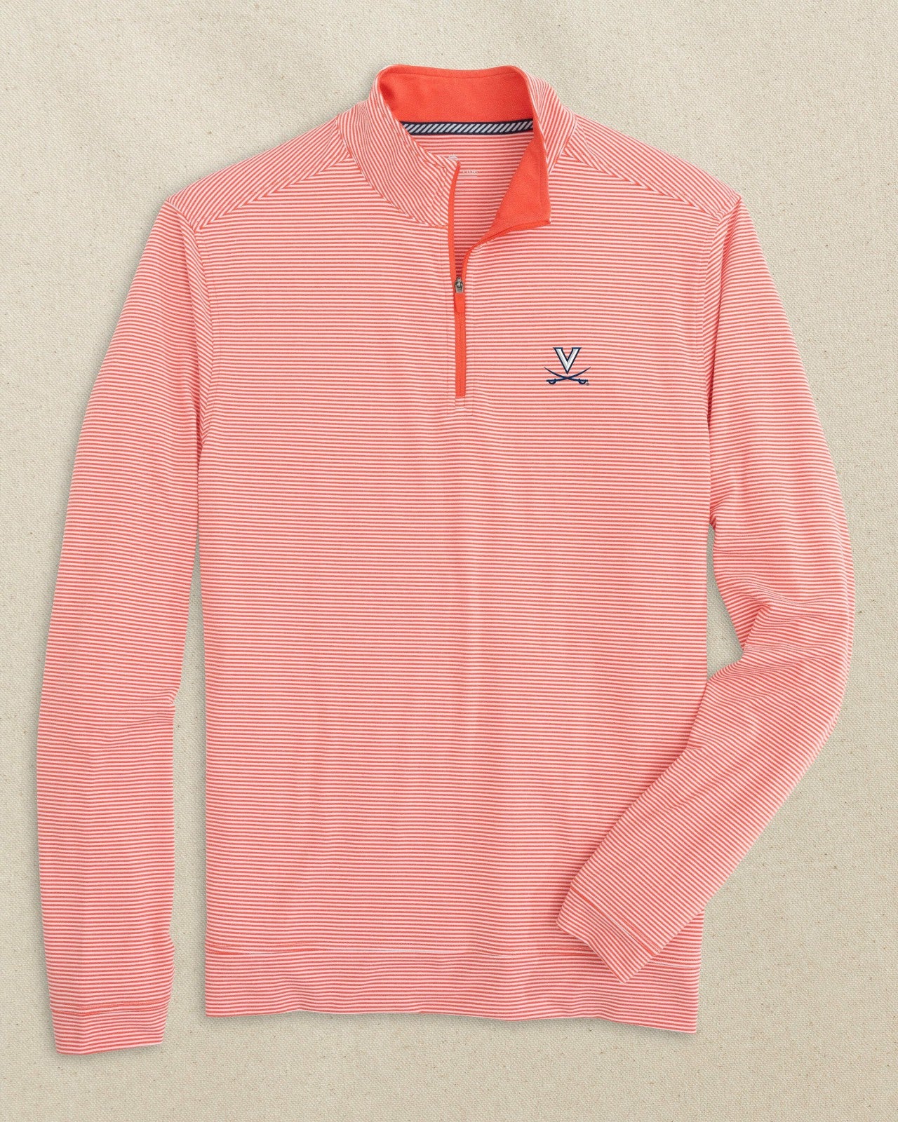 UVA Cavaliers Stripe Heather Quarter Zip Southern Tide Hot Deal
