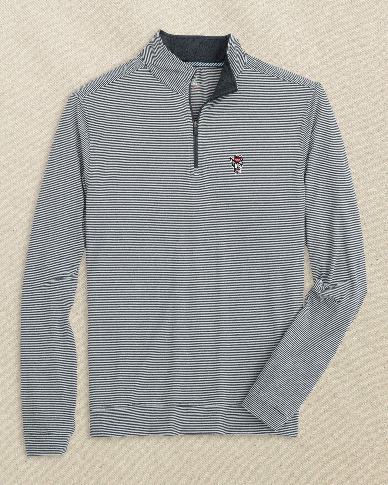 NC State Wolf Head Micro-Stripe Quarter Zip Southern Tide Special Offer