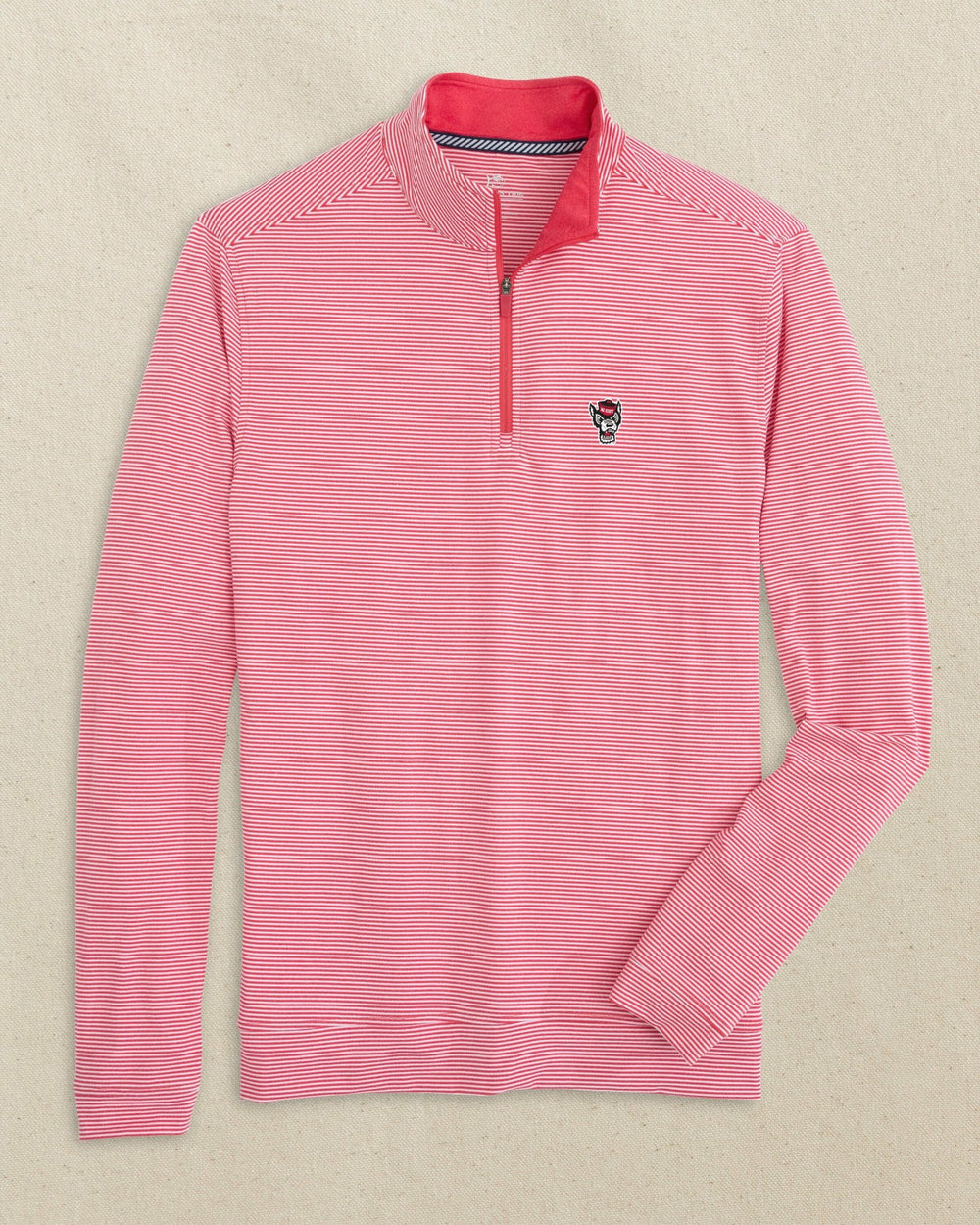 NC State Wolf Head Micro-Stripe Quarter Zip Southern Tide Special Offer
