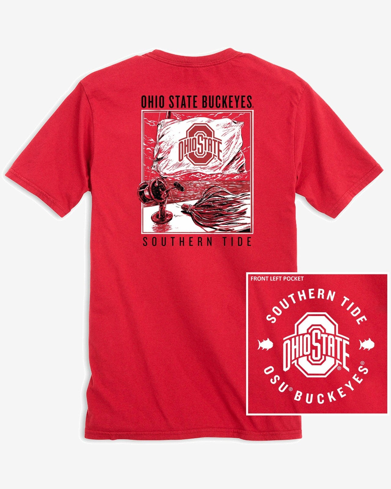 Ohio State Buckeyes Fishing Flag T-Shirt Southern Tide On Sale