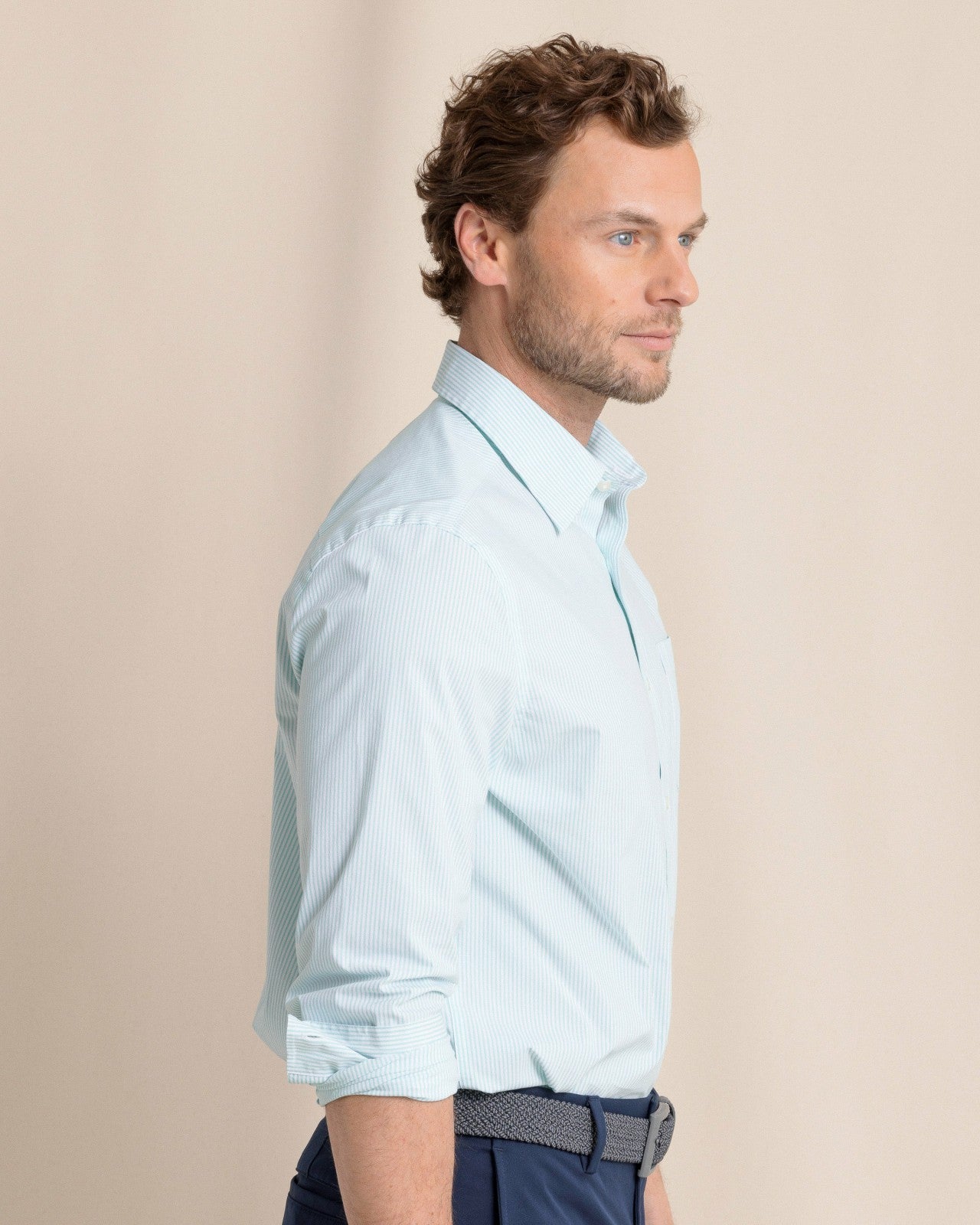 Charleston Mint Granby Stripe Long Sleeve Shirt Southern Tide Hot Deal