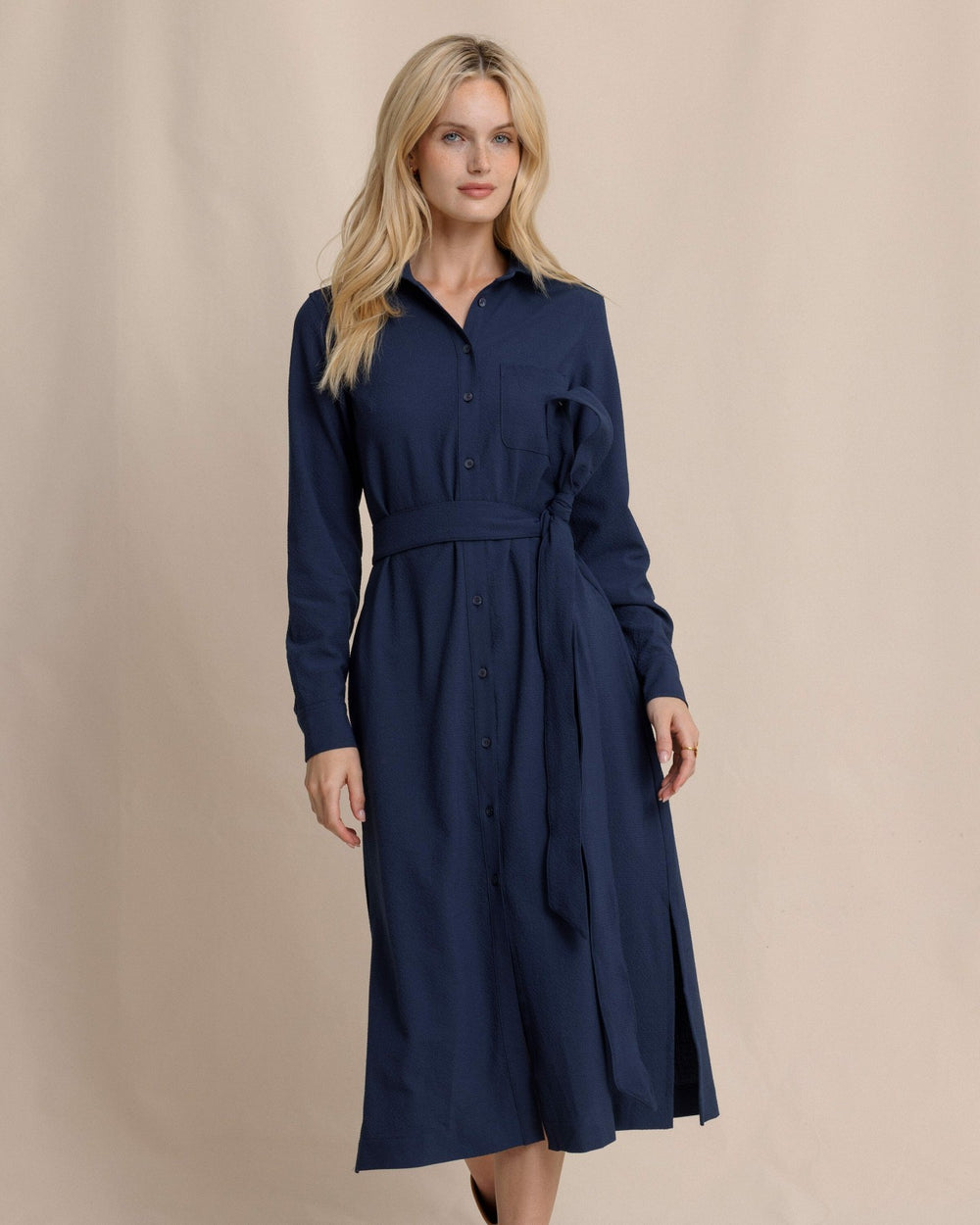 Trista Textured Midi Shirt Dress Southern Tide Savings