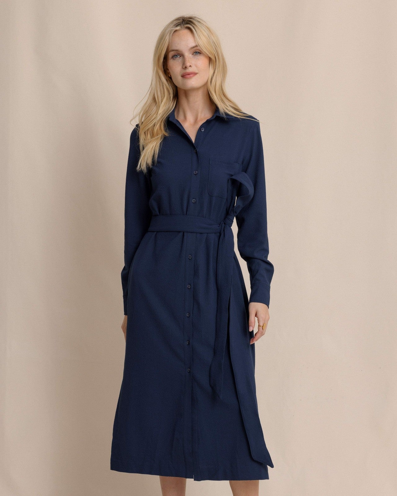 Trista Textured Midi Shirt Dress Southern Tide Savings