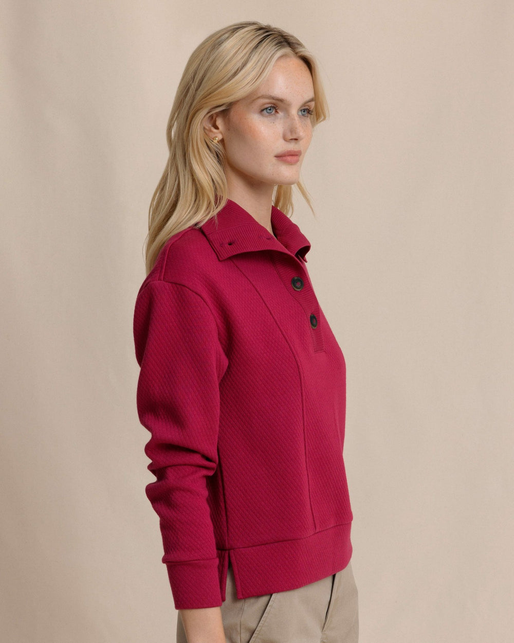 Tonya Button Mock Pullover - Carolina Plum Southern Tide Sale